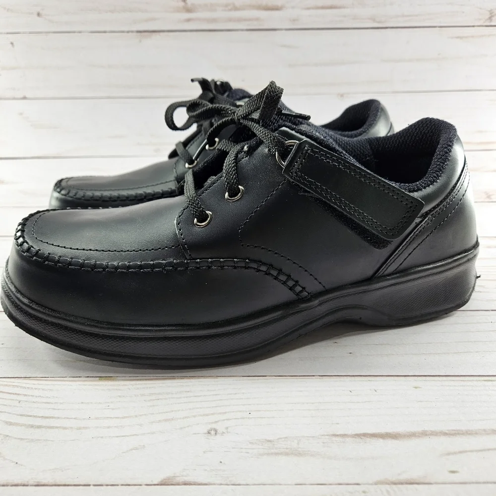 Orthofeet‎ Black Leather Tie-less Loafer Comfort Walking Shoes Mens Size 10 461